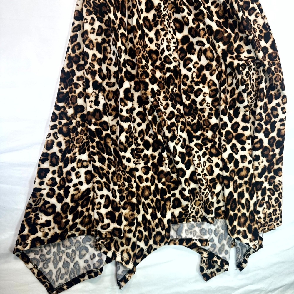 Espresso Dress Women Large Multicolor Leopard Print Handkerchief Hem Front Twist - Picture 11 of 11